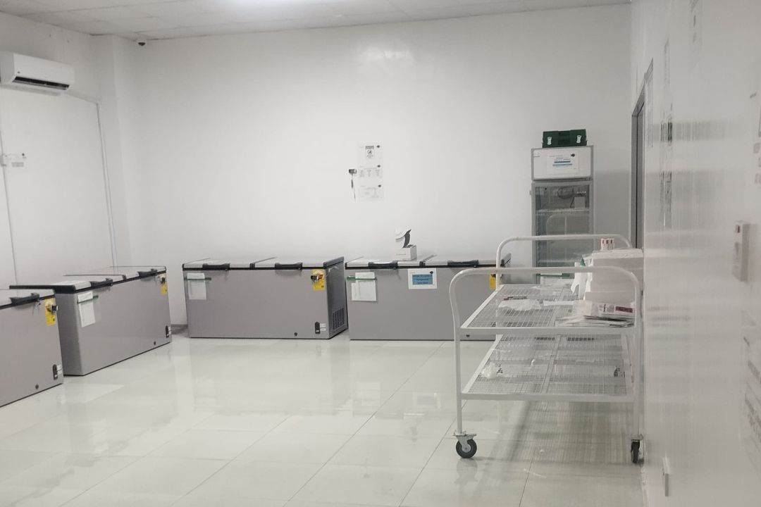 Rows of temperature-controlled storage units at the Nigeria facility
