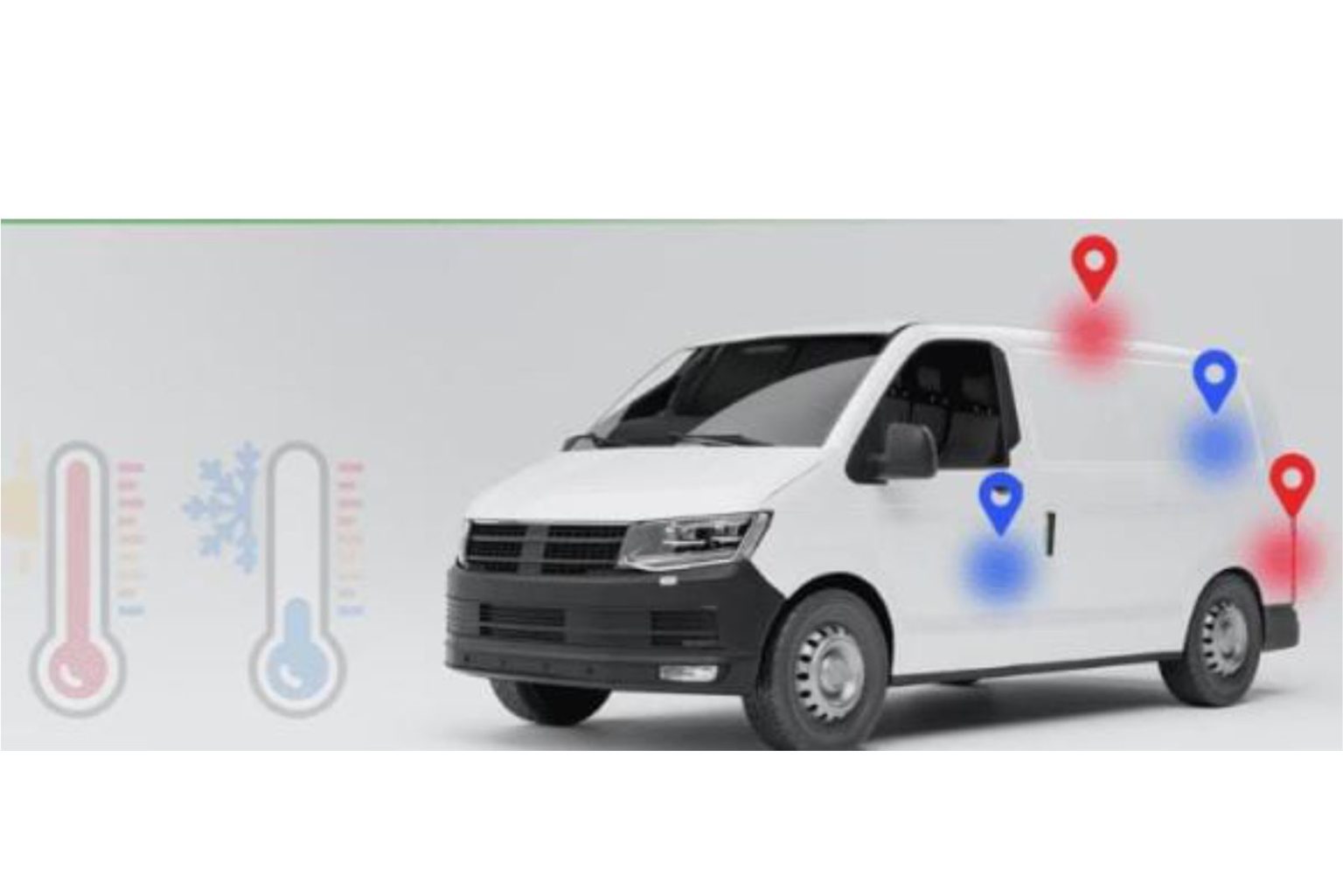 Temperature mapping points across a delivery van